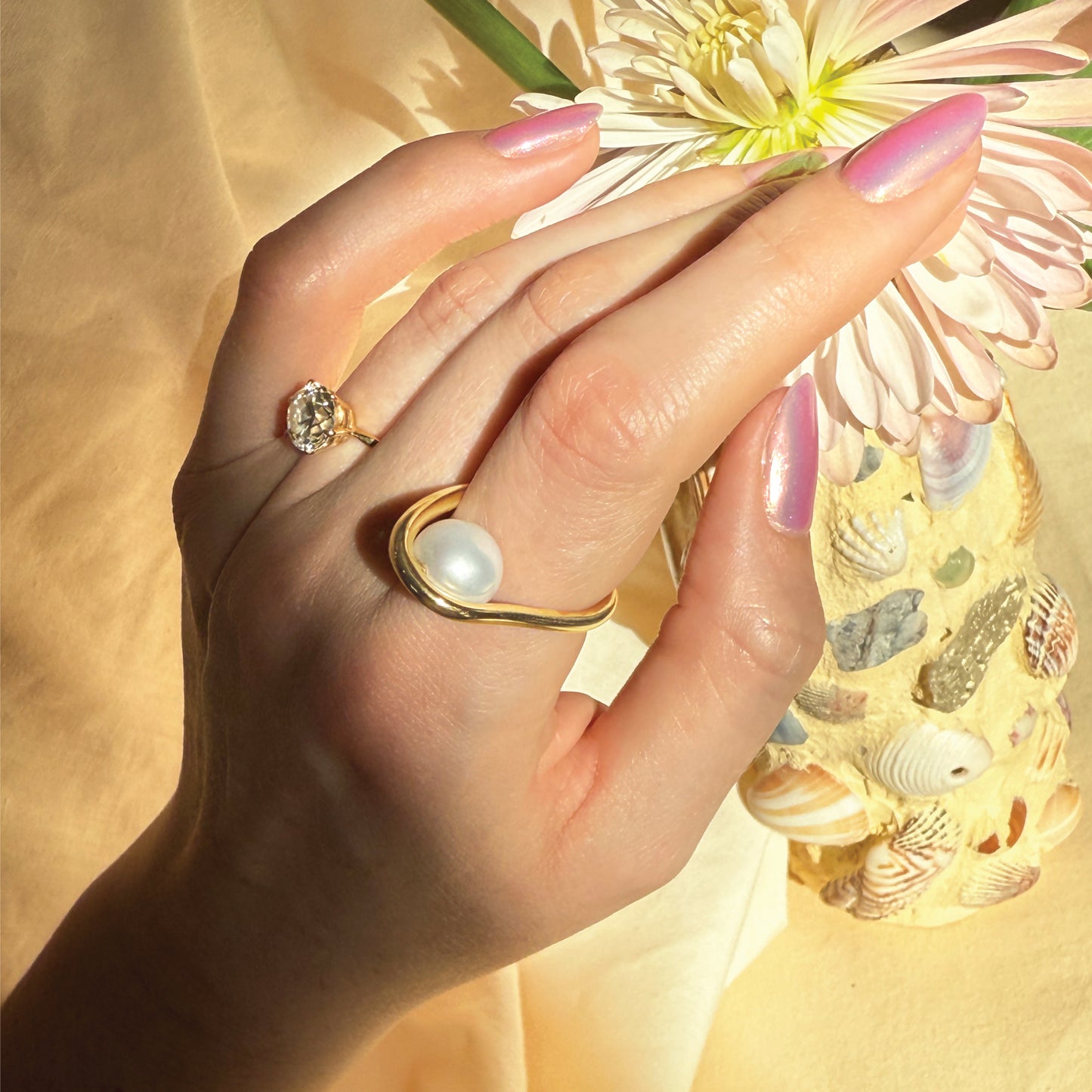 Floating Pearl Ring