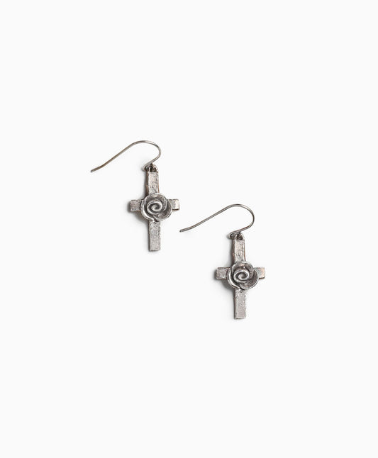 Rosette Cross Earrings